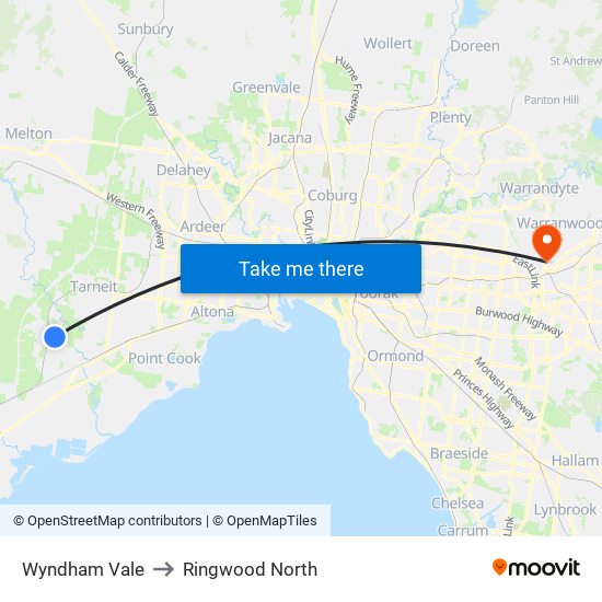 Wyndham Vale to Ringwood North map