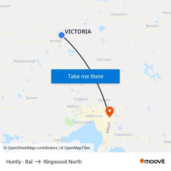 Huntly - Bal to Ringwood North map