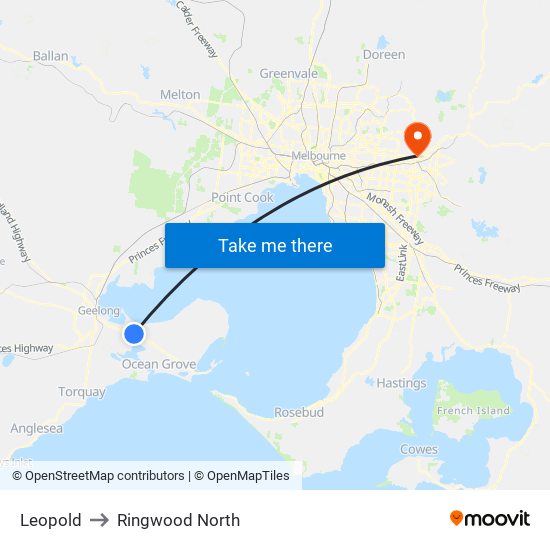 Leopold to Ringwood North map