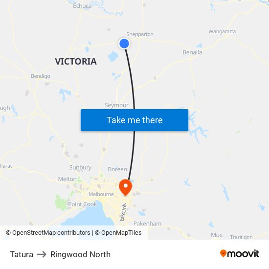 Tatura to Ringwood North map