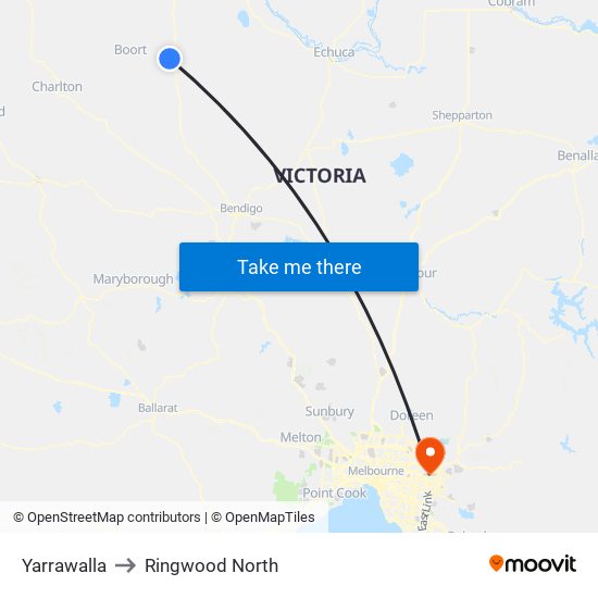 Yarrawalla to Ringwood North map