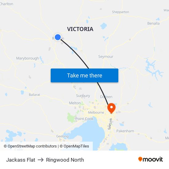 Jackass Flat to Ringwood North map