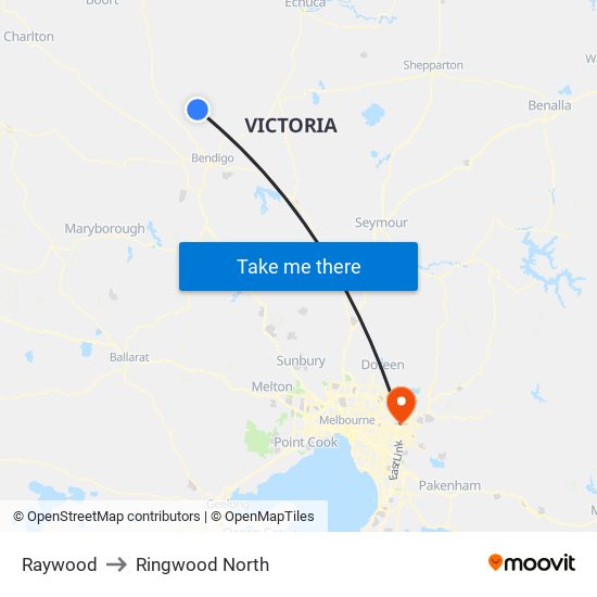 Raywood to Ringwood North map