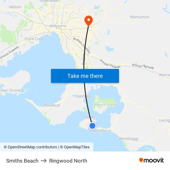 Smiths Beach to Ringwood North map