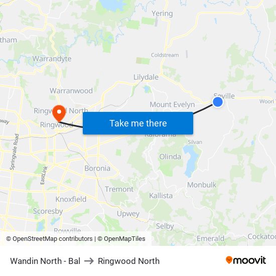 Wandin North - Bal to Ringwood North map