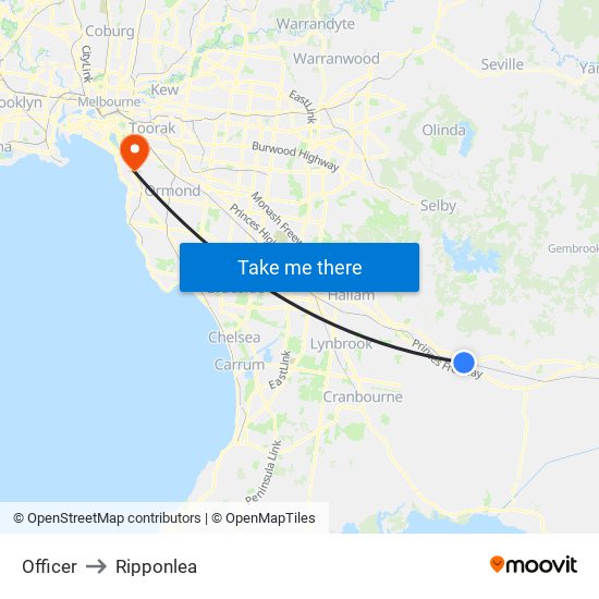 Officer to Ripponlea map