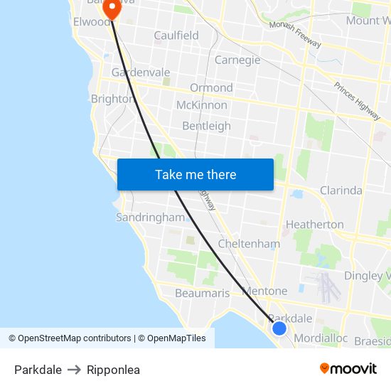 Parkdale to Ripponlea map