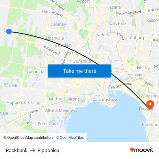 Rockbank to Ripponlea map