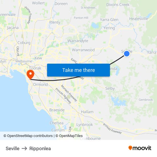 Seville to Ripponlea map