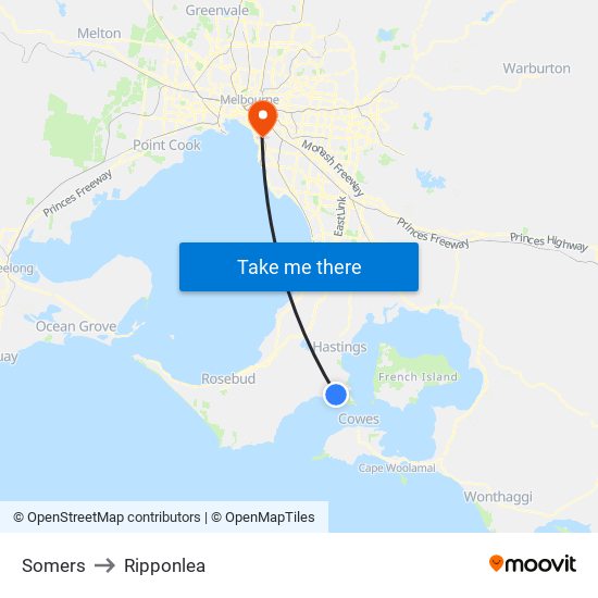 Somers to Ripponlea map