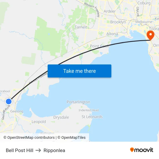 Bell Post Hill to Ripponlea map
