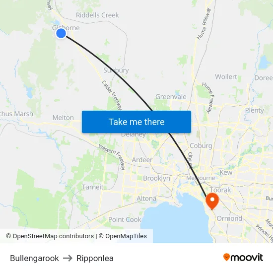 Bullengarook to Ripponlea map