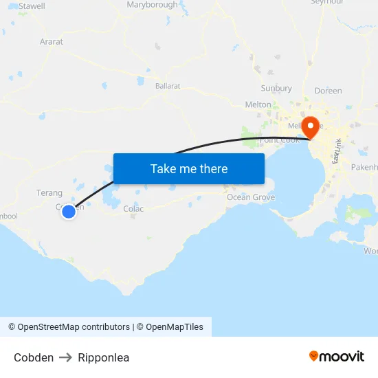 Cobden to Ripponlea map