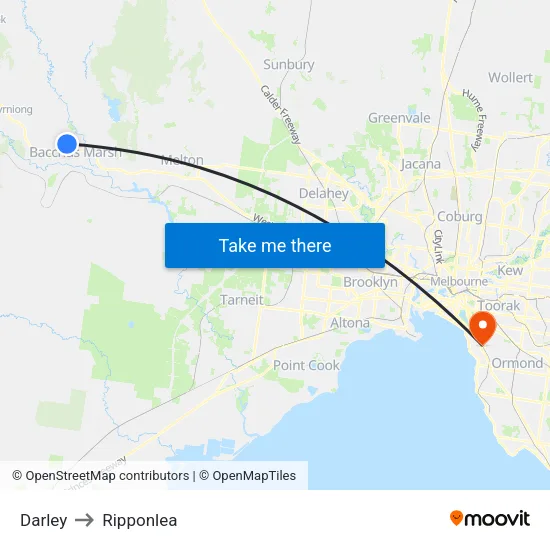 Darley to Ripponlea map