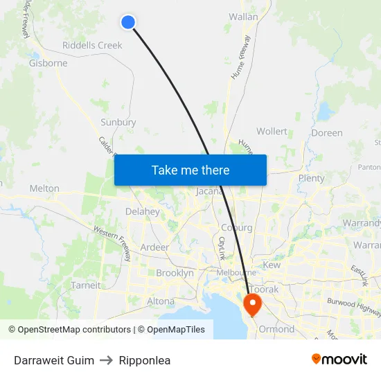 Darraweit Guim to Ripponlea map
