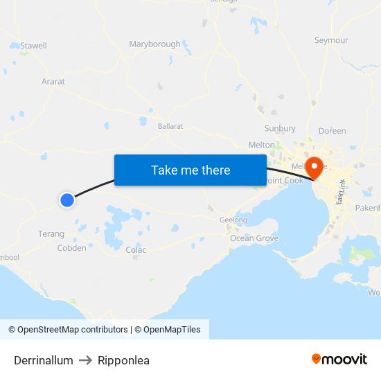 Derrinallum to Ripponlea map