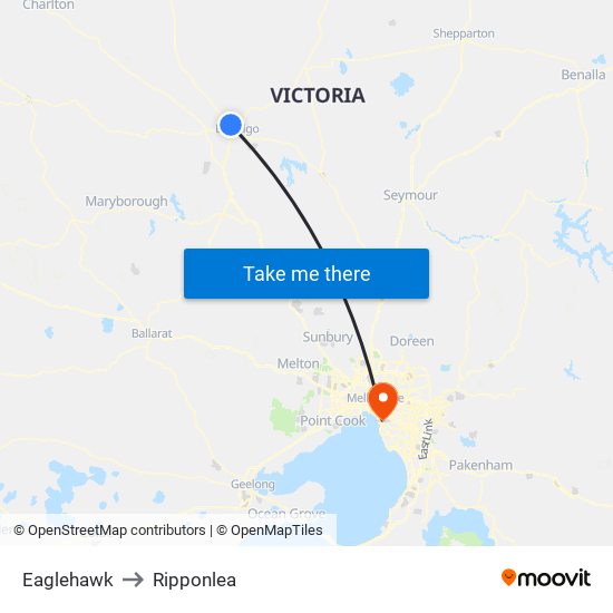 Eaglehawk to Ripponlea map