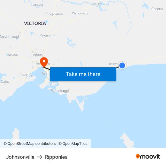 Johnsonville to Ripponlea map