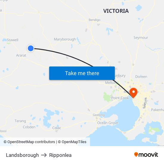 Landsborough to Ripponlea map