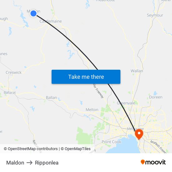 Maldon to Ripponlea map