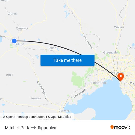 Mitchell Park to Ripponlea map