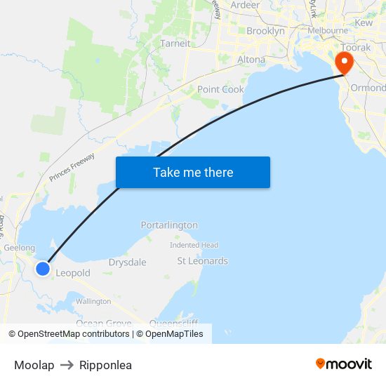 Moolap to Ripponlea map