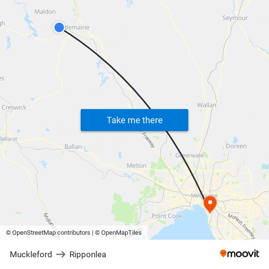 Muckleford to Ripponlea map