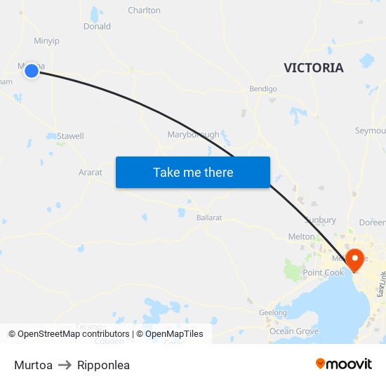 Murtoa to Ripponlea map