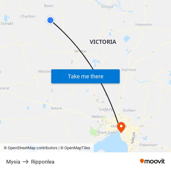 Mysia to Ripponlea map