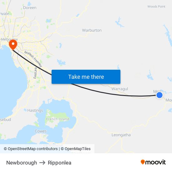 Newborough to Ripponlea map