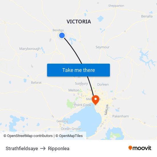 Strathfieldsaye to Ripponlea map