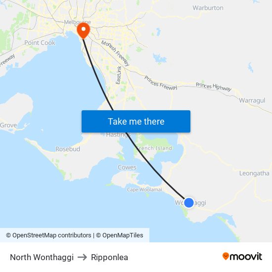 North Wonthaggi to Ripponlea map