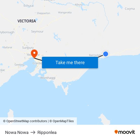 Nowa Nowa to Ripponlea map