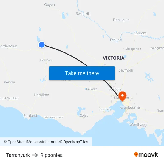 Tarranyurk to Ripponlea map