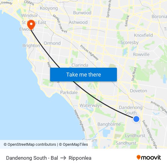 Dandenong South - Bal to Ripponlea map