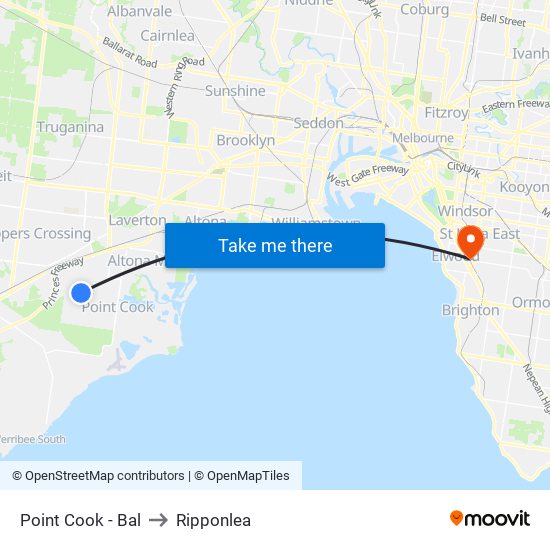 Point Cook - Bal to Ripponlea map