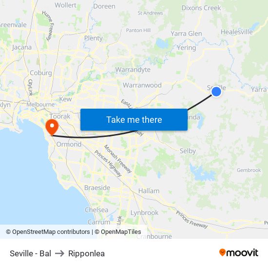 Seville - Bal to Ripponlea map