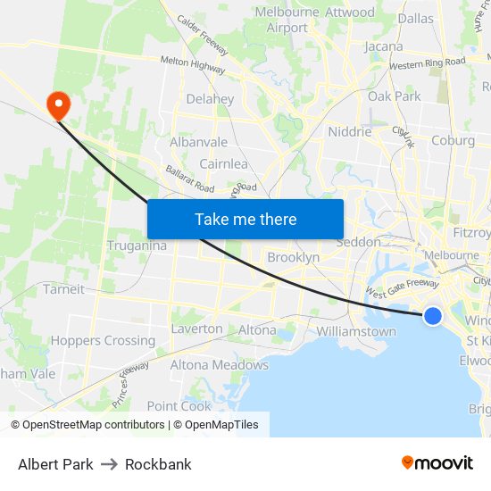 Albert Park to Rockbank map