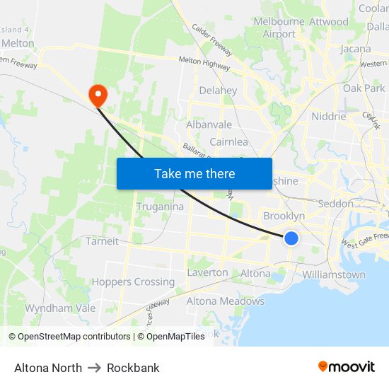 Altona North to Rockbank map