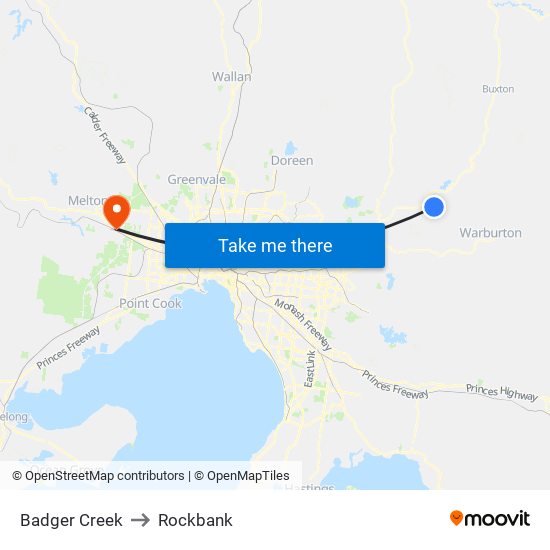 Badger Creek to Rockbank map