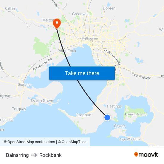Balnarring to Rockbank map