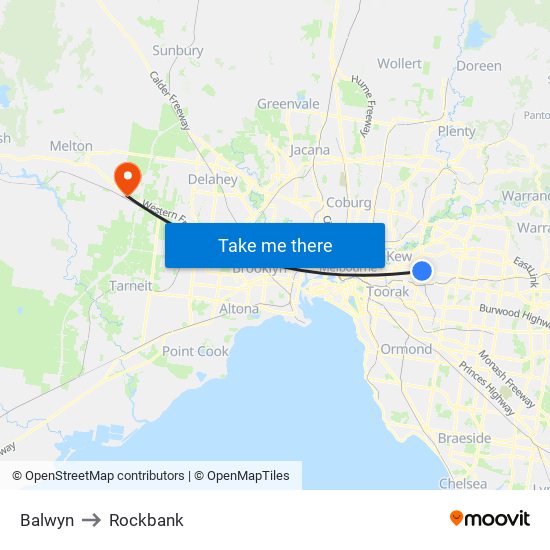 Balwyn to Rockbank map