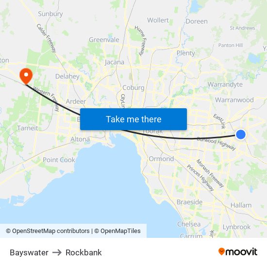 Bayswater to Rockbank map