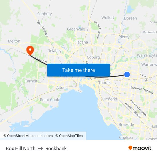 Box Hill North to Rockbank map