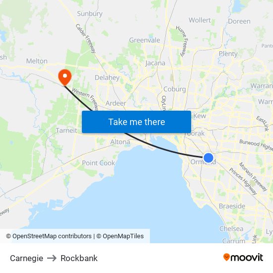 Carnegie to Rockbank map