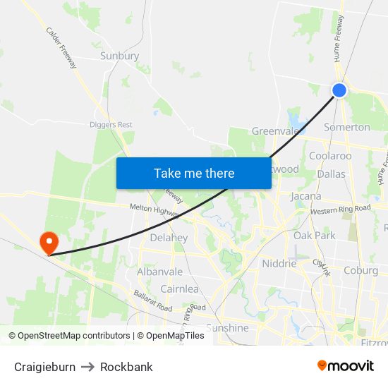 Craigieburn to Rockbank map