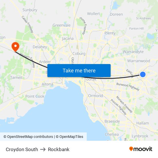 Croydon South to Rockbank map