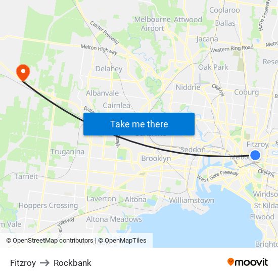 Fitzroy to Rockbank map