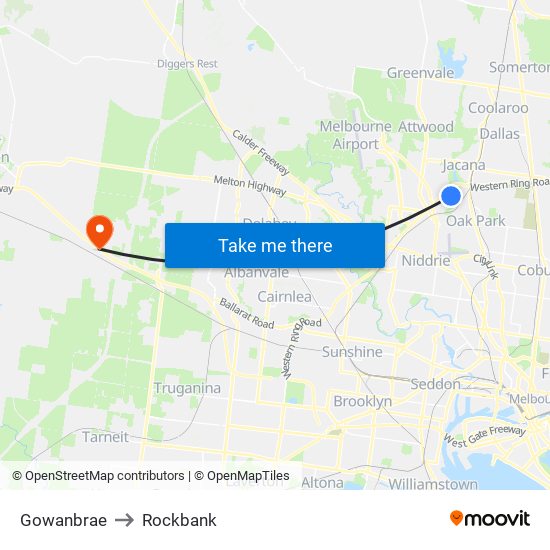 Gowanbrae to Rockbank map