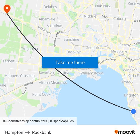 Hampton to Rockbank map